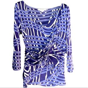EUC Max Mara Faux Wrap Jersey Top, Blue, Size M